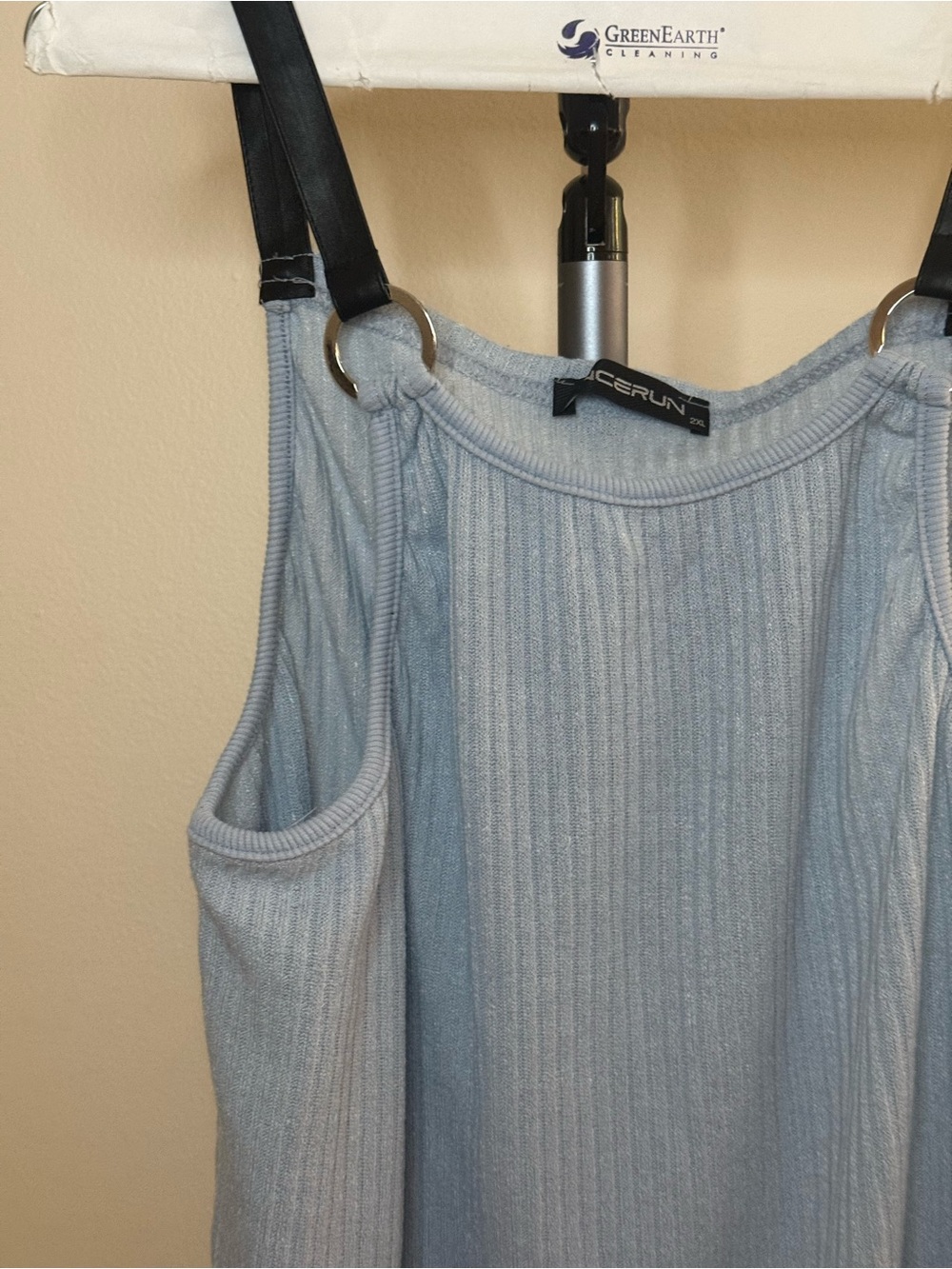 CeCe Light Blue Ribbed Ring-Detail Tank Top - Picture 2 of 7